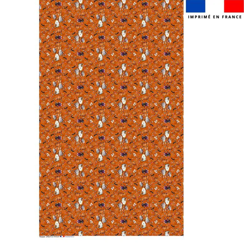 Coupon pour nappe rectangle motif fantômes orange - Création Stillistic
