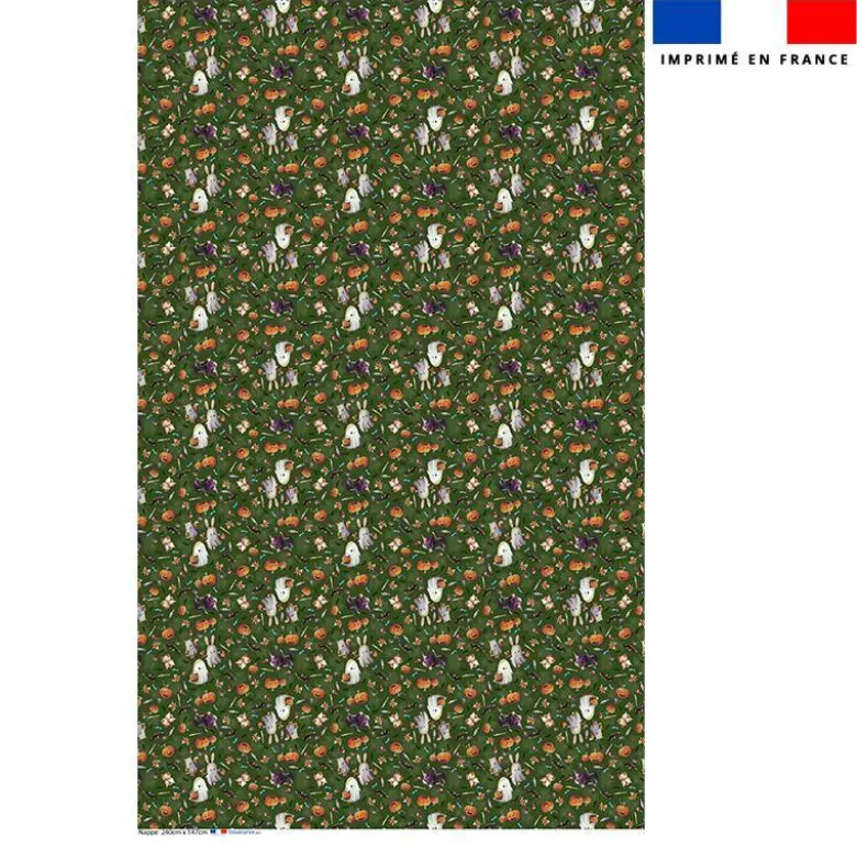 Coupon pour nappe rectangle motif fantômes vert - Création Stillistic