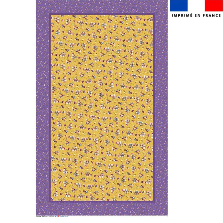 Coupon pour nappe rectangle motif mini poule et oeufs de Pâques jaune - Création Stillistic