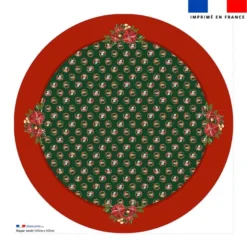 Coupon pour nappe ronde motif animaux couronne de noel vert - Création Stillistic
