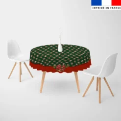 Coupon pour nappe ronde motif animaux couronne de noel vert - Création Stillistic
