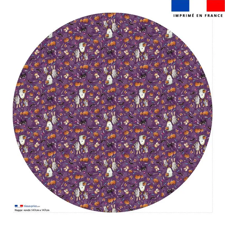 Coupon pour nappe ronde motif fantômes violet - Création Stillistic
