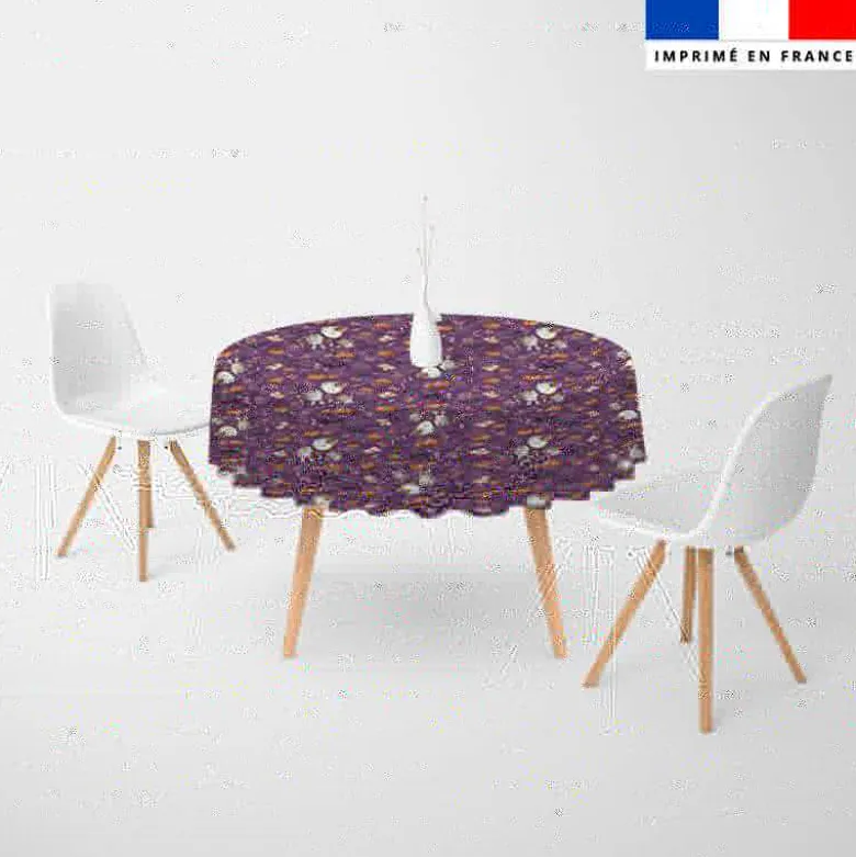 Coupon pour nappe ronde motif fantômes violet - Création Stillistic