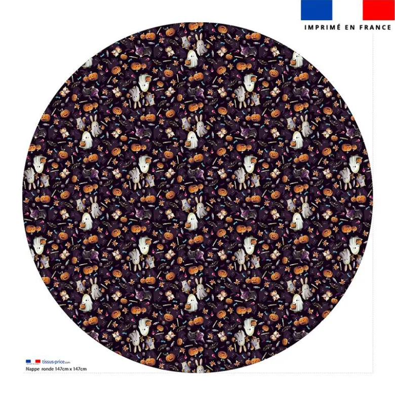 Coupon pour nappe ronde motif fantômes noir - Création Stillistic
