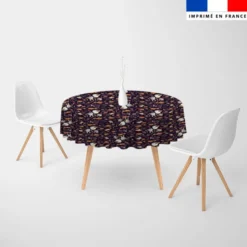 Coupon pour nappe ronde motif fantômes noir - Création Stillistic