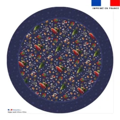 Coupon pour nappe ronde motif souris de noel bleu - Création Stillistic