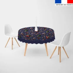 Coupon pour nappe ronde motif souris de noel bleu - Création Stillistic