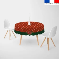 Coupon pour nappe ronde motif animaux couronne de noel rouge - Création Stillistic