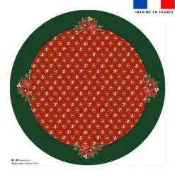 Coupon pour nappe ronde motif animaux couronne de noel rouge - Création Stillistic