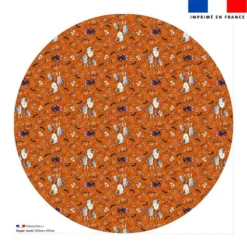 Coupon pour nappe ronde motif fantômes orange - Création Stillistic