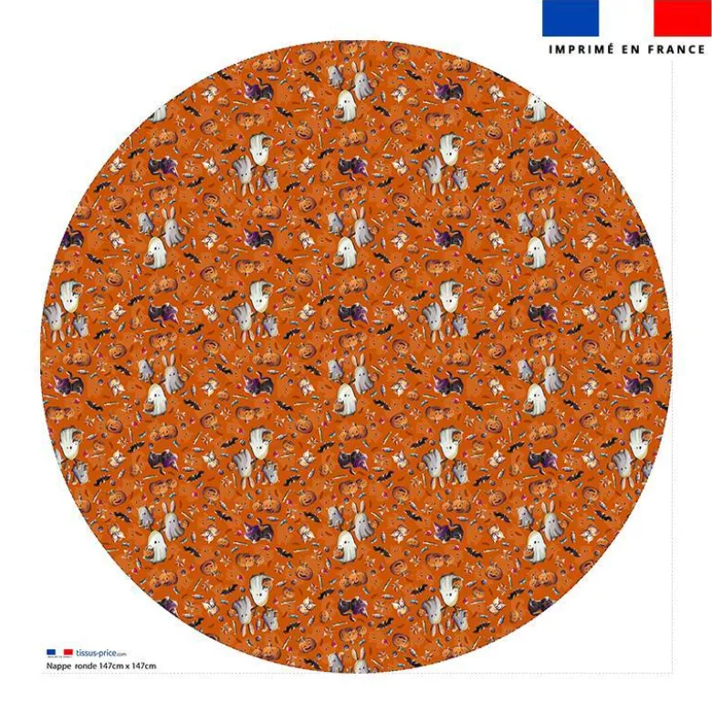 Coupon pour nappe ronde motif fantômes orange - Création Stillistic