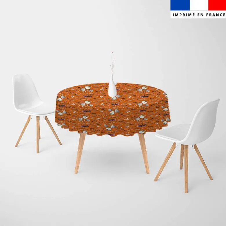 Coupon pour nappe ronde motif fantômes orange - Création Stillistic