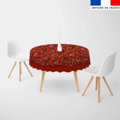 Coupon pour nappe ronde motif souris de noel rouge - Création Stillistic