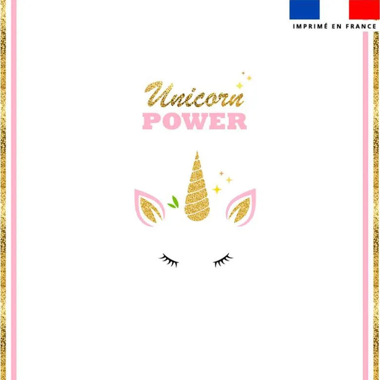 Coupon pour serviette de plage blanc motif licorne gold