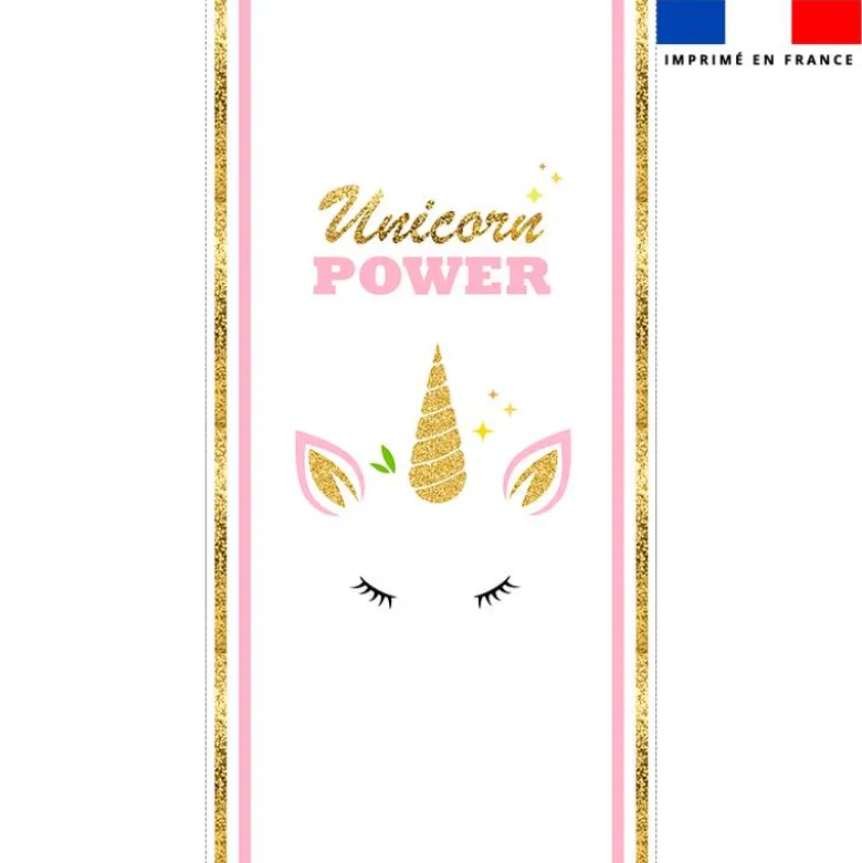 Coupon pour serviette de plage blanc motif licorne gold