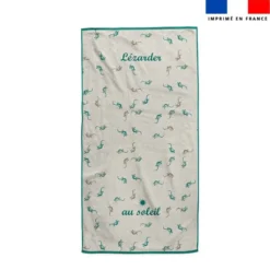 Coupon pour serviette de plage écru motif salamandre