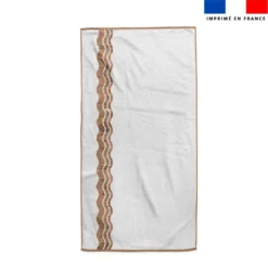 Coupon pour serviette de plage blanc motif waves effet texture liège