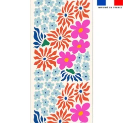 Coupon pour serviette de plage motif fleur orange rose et bleue