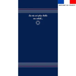 Coupon pour serviette de plage bleu motif marinière