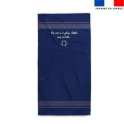 Coupon pour serviette de plage bleu motif marinière