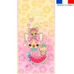 Coupon pour serviette de plage motif Chihuahua Hello Summer - Création Jolifox