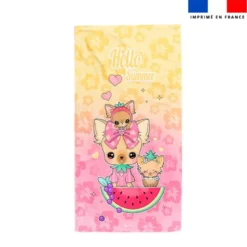 Coupon pour serviette de plage motif Chihuahua Hello Summer - Création Jolifox