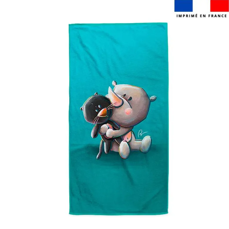 Coupon pour serviette de plage motif bébé rhino - Création Stillistic