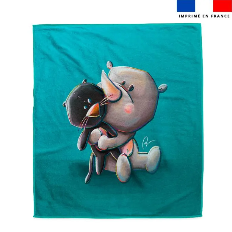 Coupon pour serviette de plage motif bébé rhino - Création Stillistic