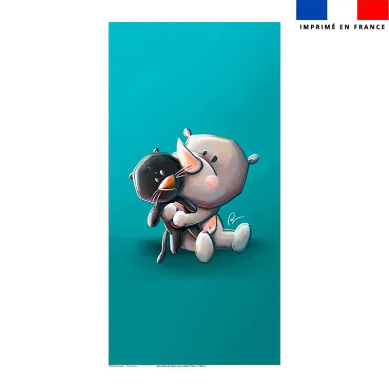 Coupon pour serviette de plage motif bébé rhino - Création Stillistic