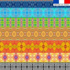 Coupon pour serviette de plage motif bandes colorées - Création Lita Blanc