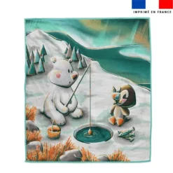 Coupon pour serviette de plage motif animaux du froid Ours et Macareux - Création Stillistic