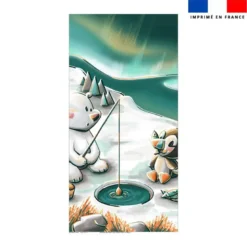 Coupon pour serviette de plage motif animaux du froid Ours et Macareux - Création Stillistic