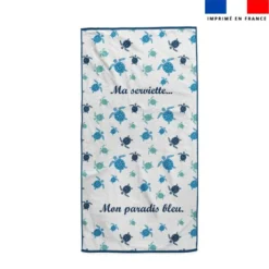 Coupon pour serviette de plage blanc motif tortue de mer