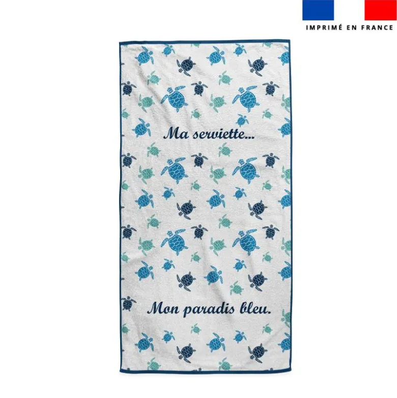 Coupon pour serviette de plage blanc motif tortue de mer