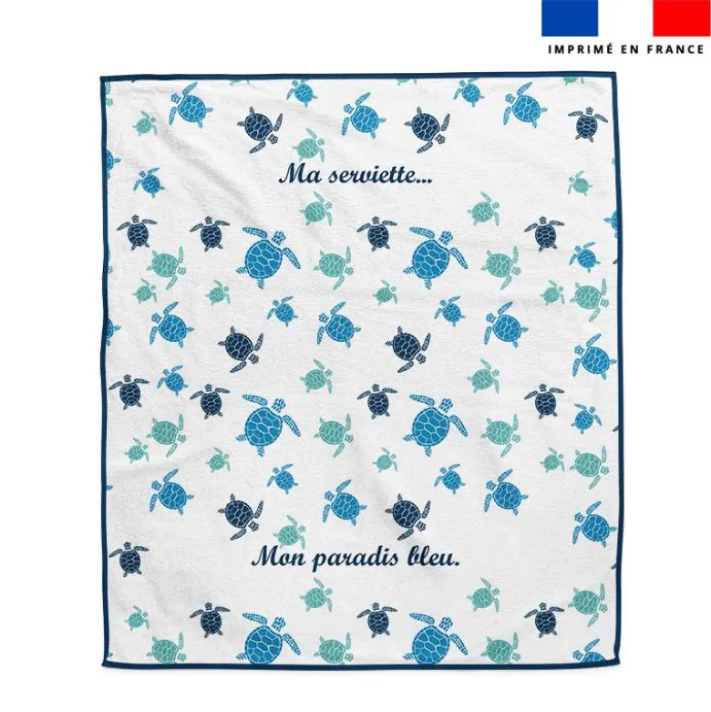 Coupon pour serviette de plage blanc motif tortue de mer