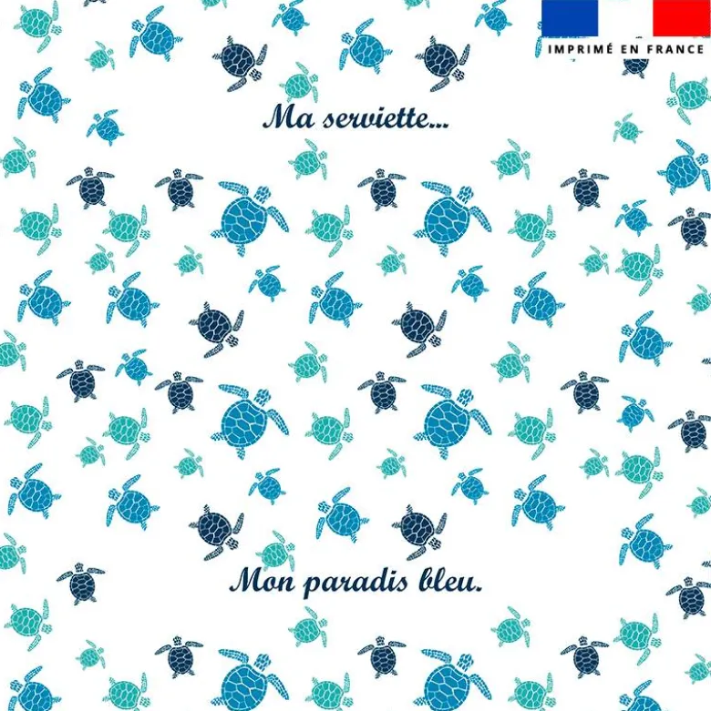 Coupon pour serviette de plage blanc motif tortue de mer