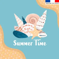 Coupon pour serviette de plage motif coquillage summer time