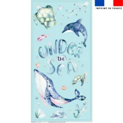 Coupon pour serviette de plage bleue motif animaux aquatiques