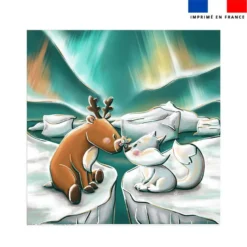 Coupon pour serviette de plage motif animaux du froid Renne et Renard - Création Stillistic