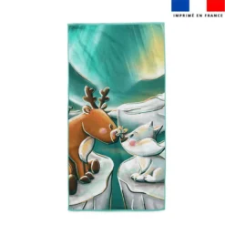 Coupon pour serviette de plage motif animaux du froid Renne et Renard - Création Stillistic