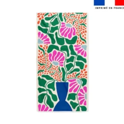 Coupon pour serviette de plage motif fleur et vase bleu