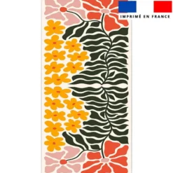 Coupon pour serviette de plage motif flowers beige et orange