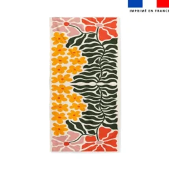 Coupon pour serviette de plage motif flowers beige et orange