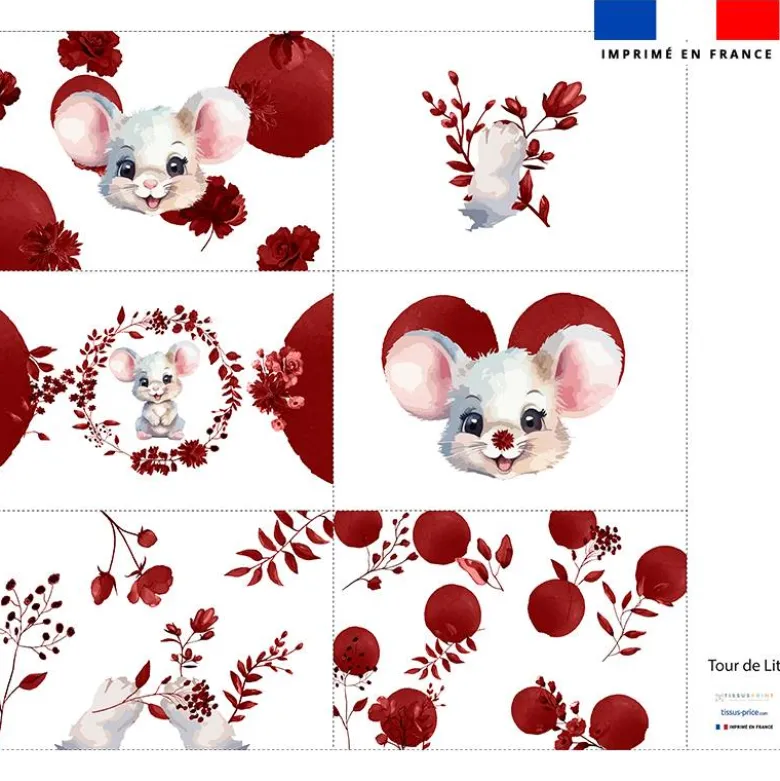 Coupon pour tour de lit motif souris aquarelle