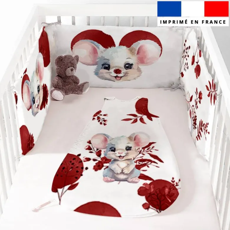Coupon pour tour de lit motif souris aquarelle