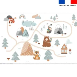 Coupon velours pour tapis de jeu motif animaux indiens