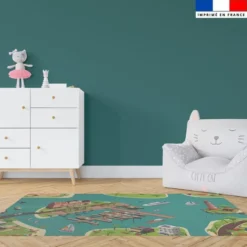 Coupon velours pour tapis de jeu motif bateau