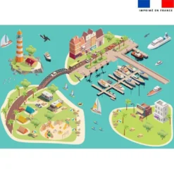 Coupon velours pour tapis de jeu motif bateau