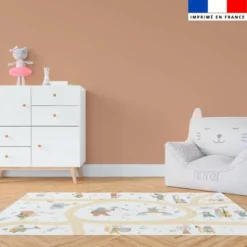 Coupon velours pour tapis de jeu motif animaux musiciens