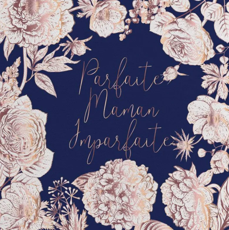Coupon 45x45 cm bleue motif maman parfaite rose gold